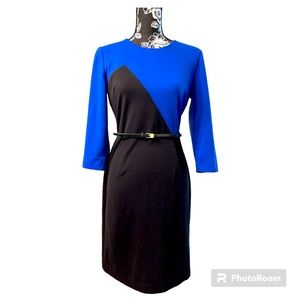 Calvin Klein 1/4 Sleeve Knee Length Color Block Sheath Dress Size 6